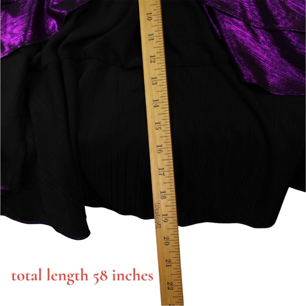 Retrofete Flora Maxi Wrap Dress Purple Metallic Size M V Neck Ruffle EUC Party - Picture 15 of 15